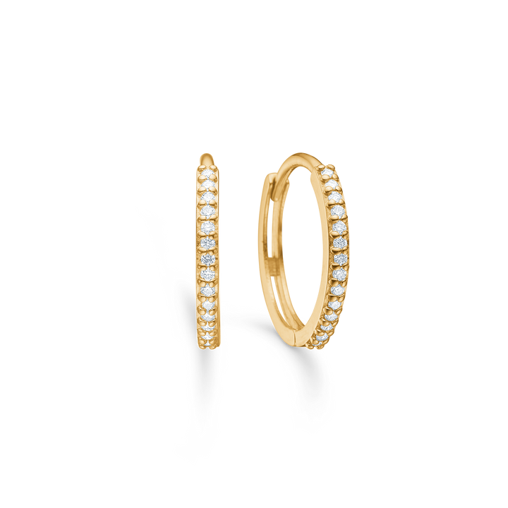 Mads Z Lumina kreoler i 14 karat guld med diamanter, eleganta runda örhängen med stenar, modell 1511085-1