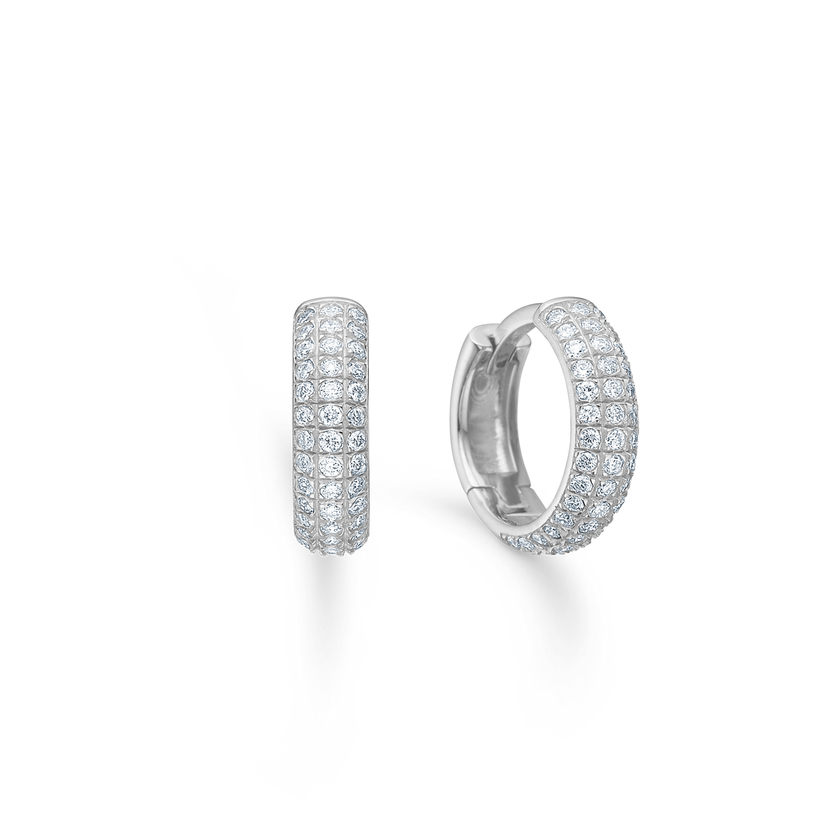 Mads Z Lunette 11mm silvercreoler med blank yta och klara topasstenar, Modell 2116135-1.