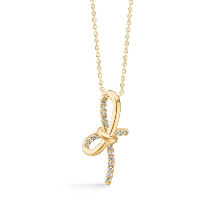 Mads Z Miss Butterfly guldrosetthänge med diamanter, elegant i glänsande guld, modell 1531003-1.