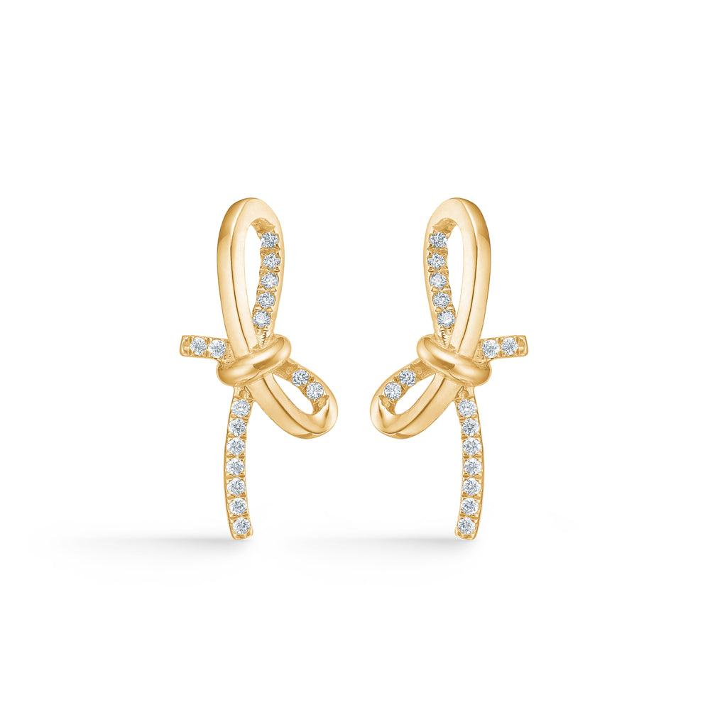 Mads Z Miss Butterfly rosettörhängen i guld med små diamanter, elegant design. Modell 1511003.