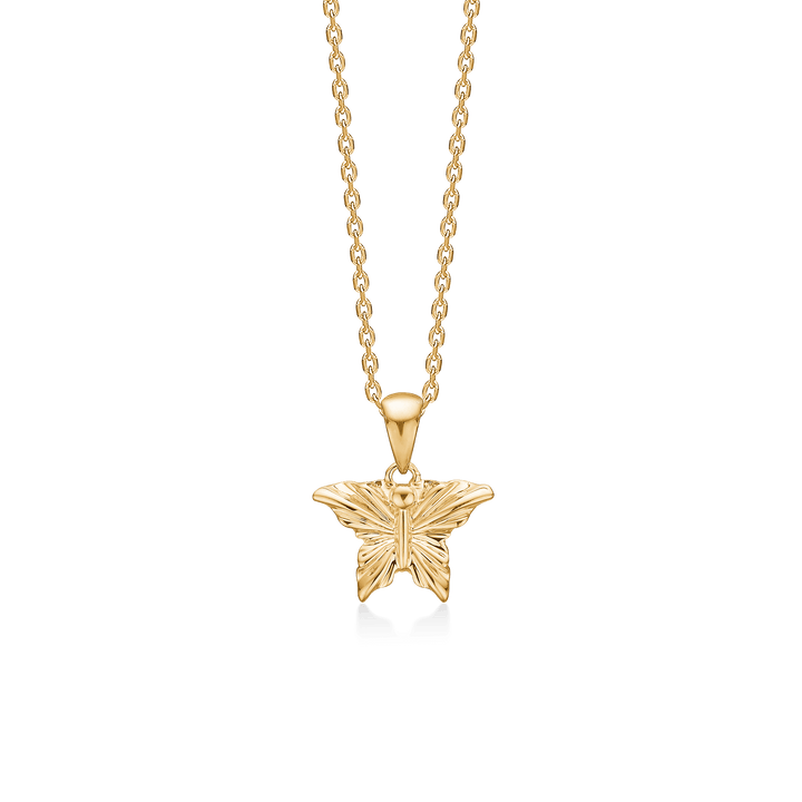 Mads Z Monarch butterfly 14kt guldhänge med kedja, vackert detaljerad guldfärgad modell Modell 1530155