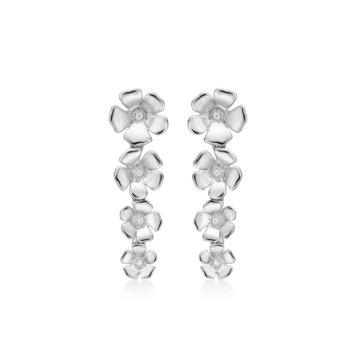 Mads Z Sølv Fleur Sølv Ørehængere 30mm - Øreringe - 2116110