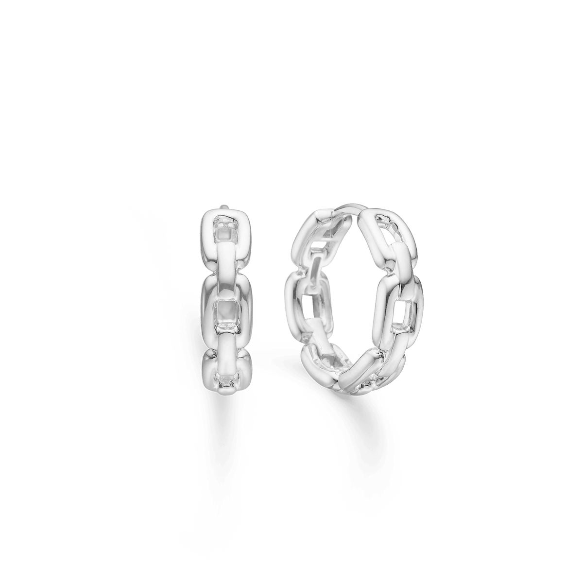 Mads Z Silver Marina Silver Hoops, glänsande ringar med kedjelook i silver. Modell 3110063