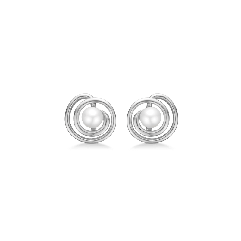 Mads Z Sølv Swirl Pearl Sølv Ørestikker - Øreringe - 2113083