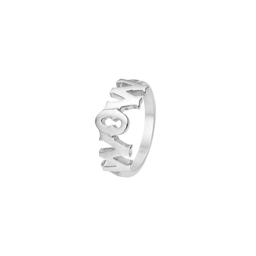 Mads Z Silver WowMom Ring i blank silver med snidad text och evighetstecken, modell 2140097-001