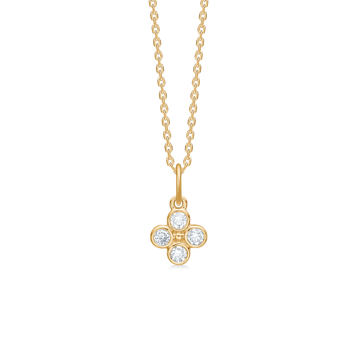 Mads Z Sophia's Bloom hänge i 14 karat guld med fyra klara diamanter i blomform, modell 1531195-1