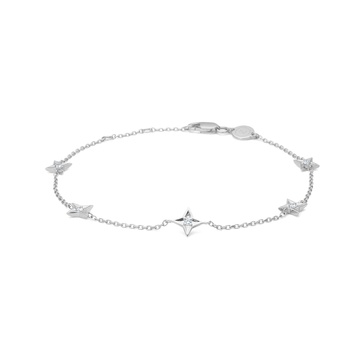 Mads Z Vesper armband i silver med fina stjärnhängen och enkel kedja, modell 2156197-1