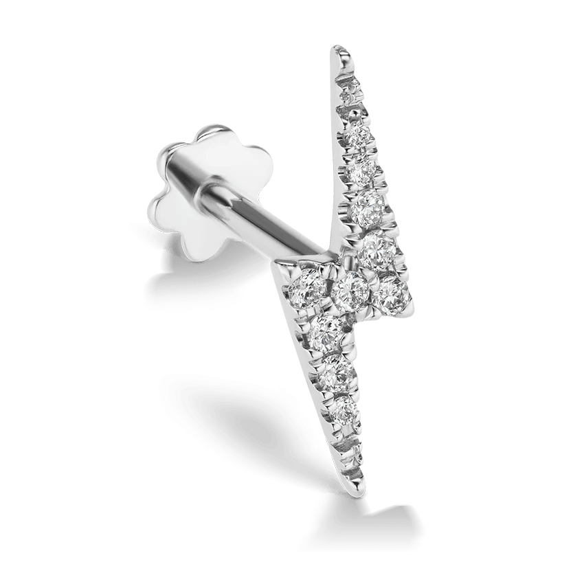 MARIA TASH 11mm Diamond Lightning Bolt Threaded Stud Hvidguld - Øreringe - XLBD-WG-W11M-001