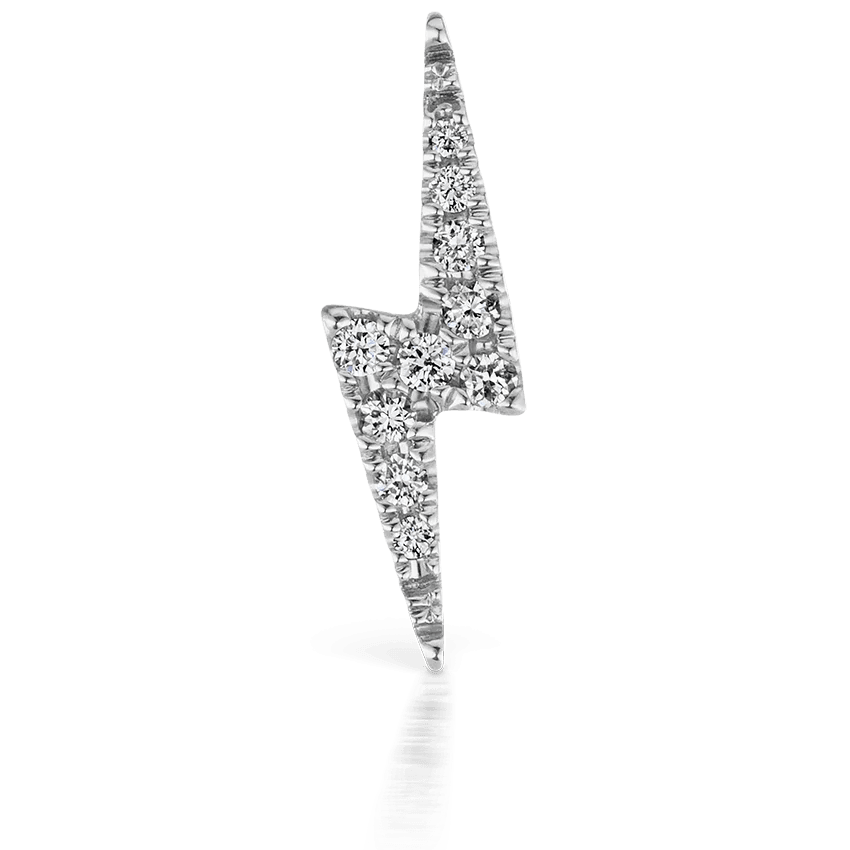 MARIA TASH 11mm Diamond Lightning Bolt Threaded Stud Hvidguld - Øreringe - XLBD-WG-W11M-001
