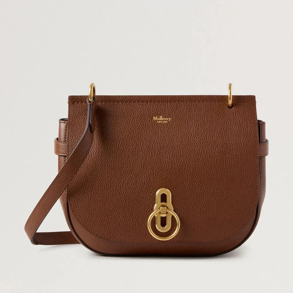Mulberry Amberley Satchel Small Classic Grain Two Toned Oak i brunt läder med guldspänne, modell hh9800552g110