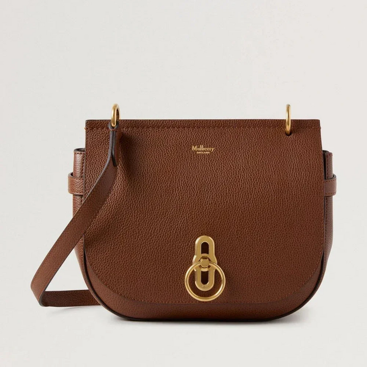 Mulberry Amberley Satchel Small Classic Grain Two Toned Oak i brunt läder med guldspänne, modell hh9800552g110