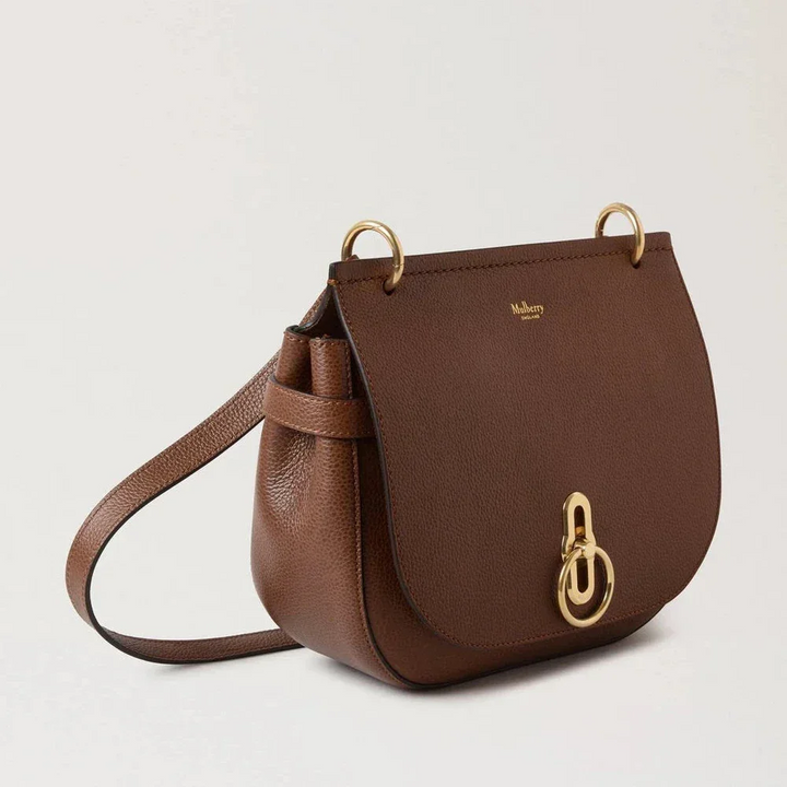Mulberry Amberley Satchel Small Classic Grain Two Toned Oak i brunt läder med gyllene spänne, modell HH9800552G110