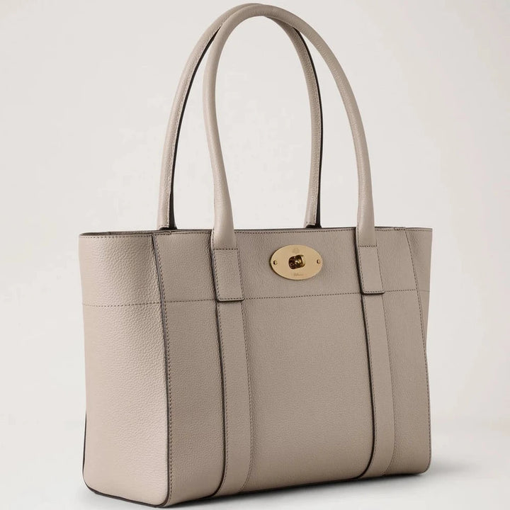 Mulberry Bayswater 9 till 5 Small Classic Grain Cashmere Taupe i slätt läder med guldlås, modell HH9831/205F924