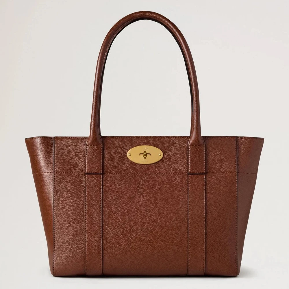 Mulberry Bayswater 9 till 5 Small Classic Grain Two Tone Oak, brun läderväska med gyllene spänne, modell HH9834552G110.