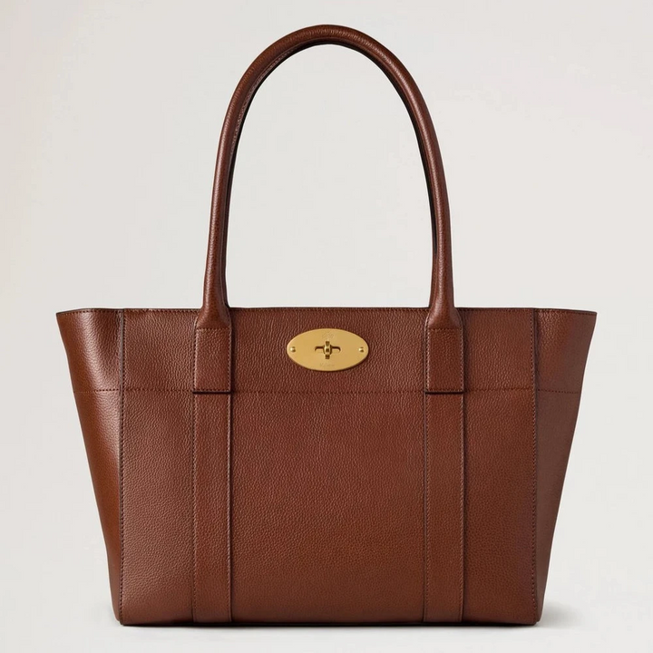 Mulberry Bayswater 9 till 5 Small Classic Grain Two Tone Oak, brun läderväska med gyllene spänne, modell HH9834552G110.