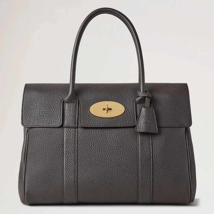 Mulberry Bayswater Heavy Grain Ebony med guldspänne, svart läderväska modell HH6592/736A110