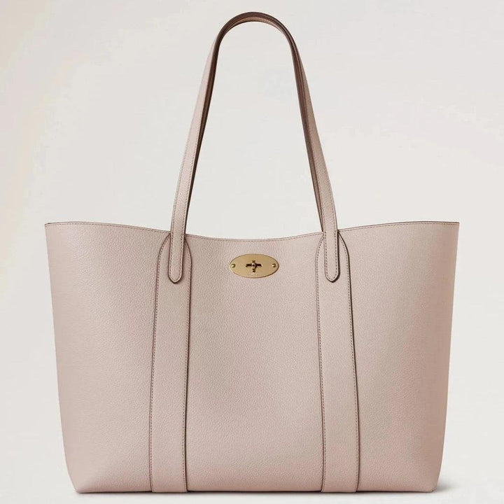 Mulberry Bayswater Tote Small Classic Grain Blossom Pink, läcker rosa läderväska med gulddetalj. Modell hh5727205j002