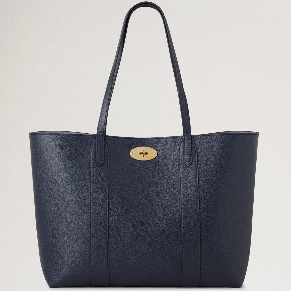 Mulberry Bayswater Tote Small Classic Grain Night Sky, mörkblå läderväska med guldspänne. Modell hh5727205u888