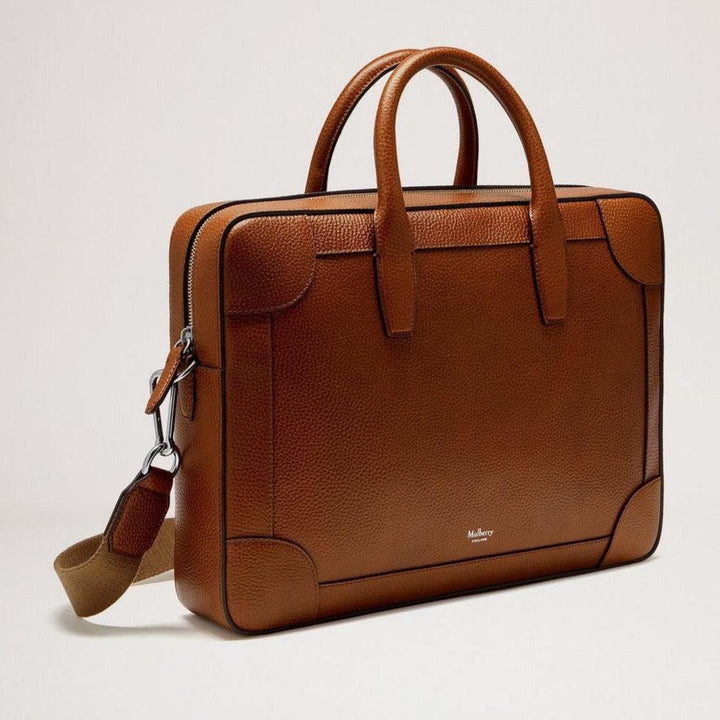 Mulberry Belgrave Single Document Holder Two Tone i brunt läder med handtag och axelrem, modell HH8735552G110