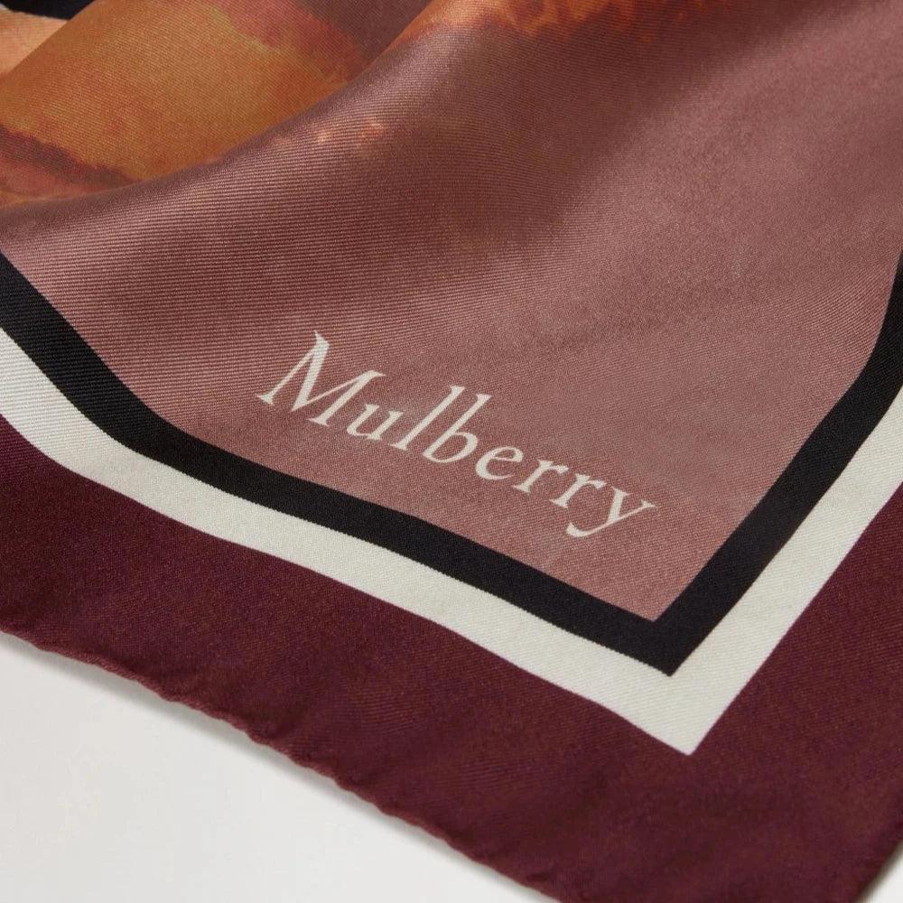 Mulberry Butterfly Wings Square Scarf Black Cherry med satinfinish, vinröd och rosa kant. Modell VS4832090K560