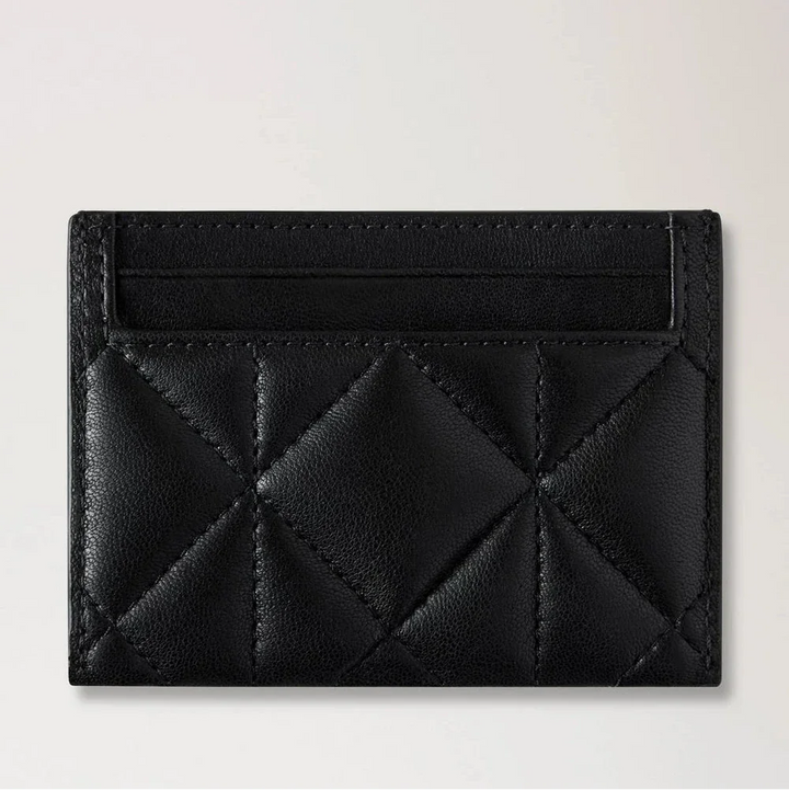 Mulberry Kreditkortsslip Black Quilting visar korthållare i svart läder med quiltat mönster. Modell RL8898676A100