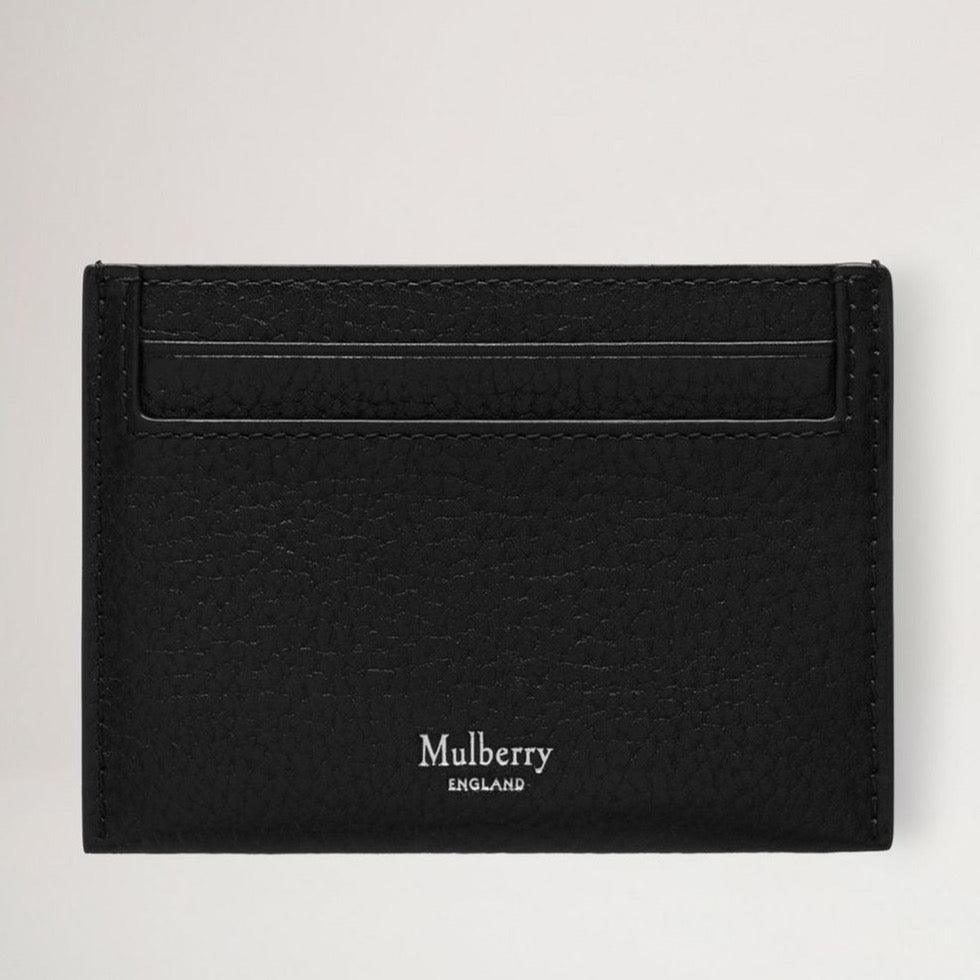 Mulberry Kreditkort Slip Small Classic Grain Heritage Black visar elegant svart kreditkortshållare i präglat läder. Modell RL7399205A100