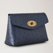Mulberry Darley Cosmetic Pouch Ostrich Stormy Blue Kosmetikpåse