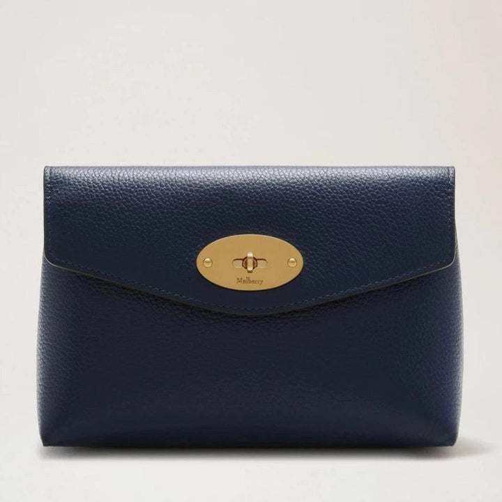 Mulberry Darley Kosmetisk påse Small Classic Grain Bright Navy med gyllene detaljer, modell RL5077205U680