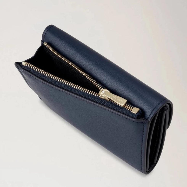 Mulberry Darley Vikt multikortplånbok Night Sky i mörkblått läder med gyllene dragkedja, modell RL7820587U888