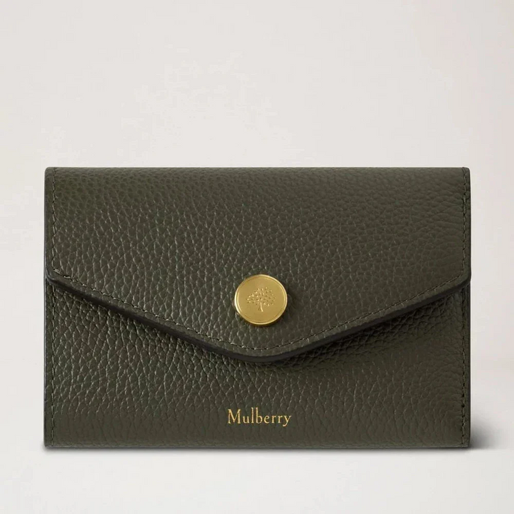 Mulberry Vikt multikortplånbok, klassisk liten grön Plånbok i präglat läder med gulddetaljer. Modell RL6447205Q749