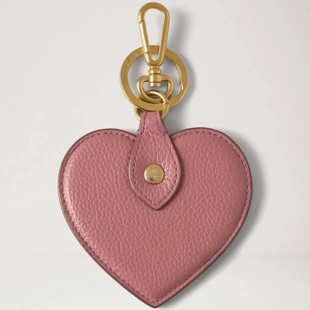 Mulberry Heart Keyring Pink Scrumpy i rosa läder med gyllene metallupphängning. Modell rk6003205j647