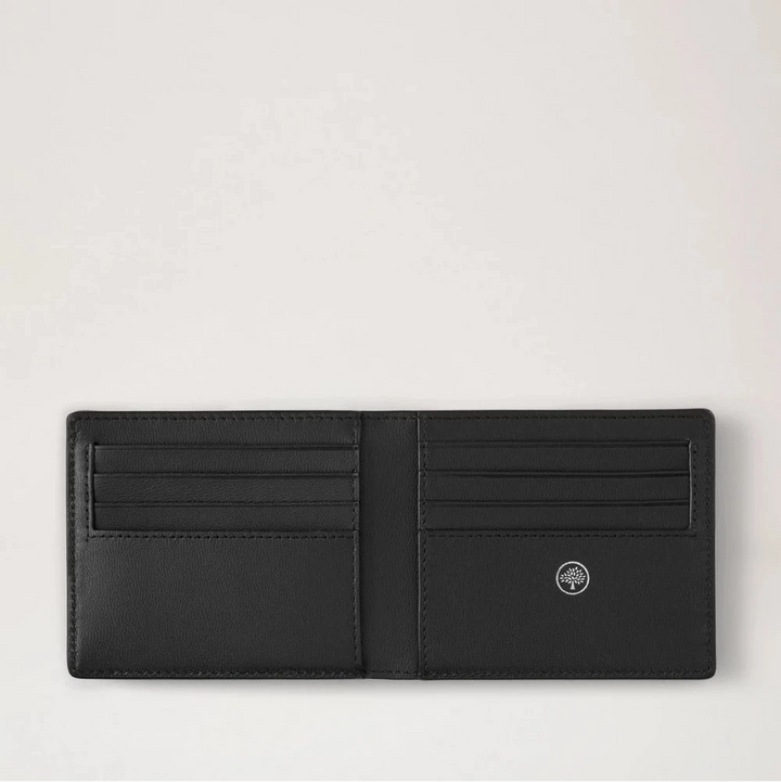 Mulberry Heritage 8 Card Wallet Small Glassic Grain Ebony, öppen svart läderplånbok med kortfickor. Modell RL7395205A110