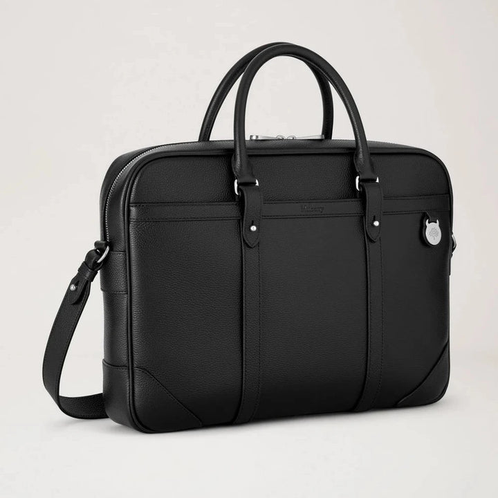 Mulberry Heritage Portfölj Black Small Classic Grain i svart läder med handtag och avtagbar axelrem. Modell hb5131205a100