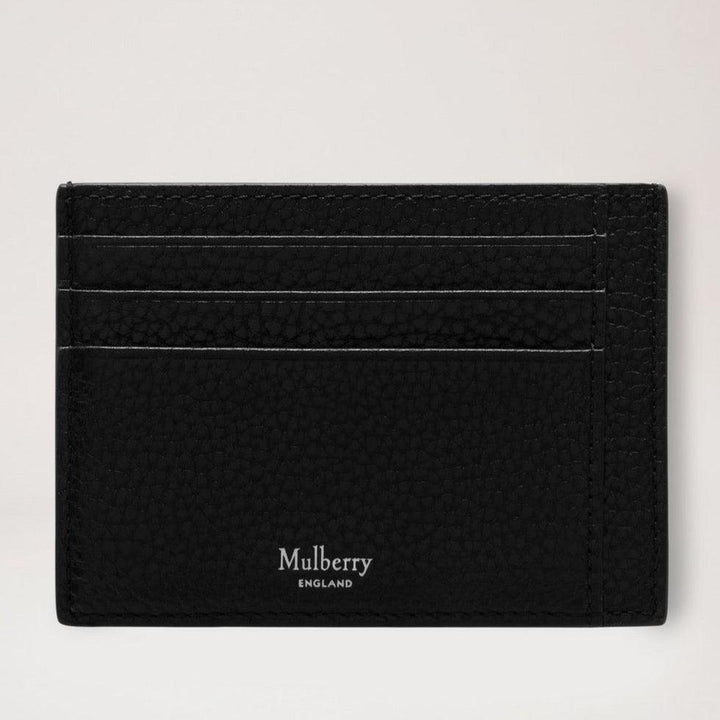 Mulberry Heritage Card Holder Small Classic Grain Black visar en svart korthållare i texturerat läder. Modell rl7400205a100.