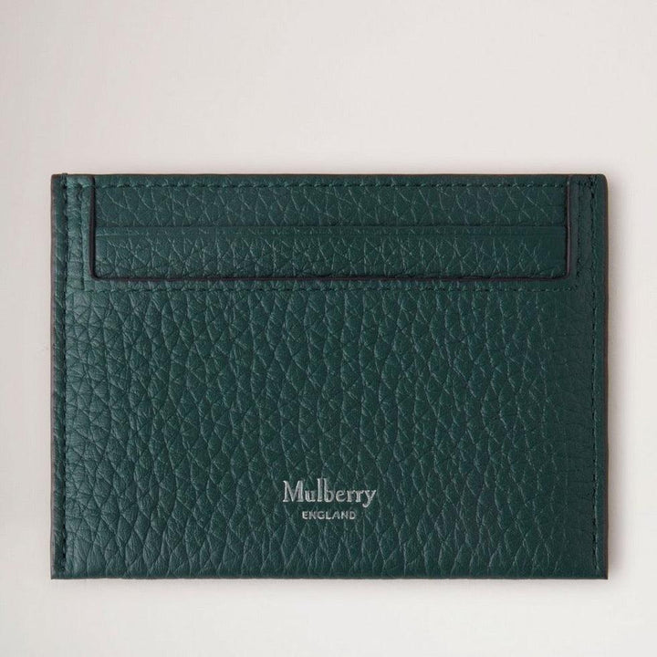 Mulberry Heritage Card Slip i mörkgrönt texturerat läder, enkel kortdesign. Modell RL7777736Q633