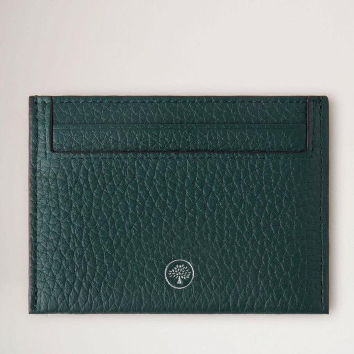 Mulberry Heritage Card Slip i mörkgrönt präglat läder med logga på framsidan. Modell RL7777736Q633.