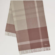 Mulberry Large Check Merino Wool Scarf Autumn Rose & Powder Rose Merino Wool Halsduk