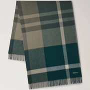 Mulberry Large Check Merino Wool Scarf Mulberry Green & Juniper Green Halsduk