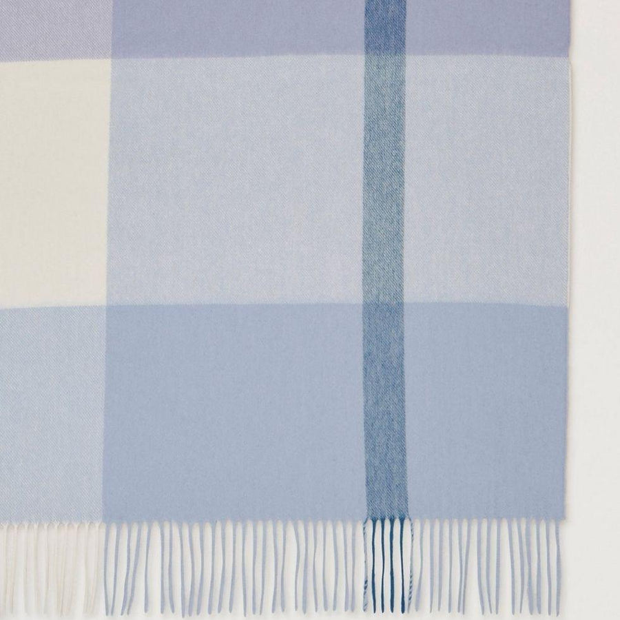 Mulberry Large Check Merino Wool Scarf Poplin Blue-White - Tørklæder - VS4295/889U910