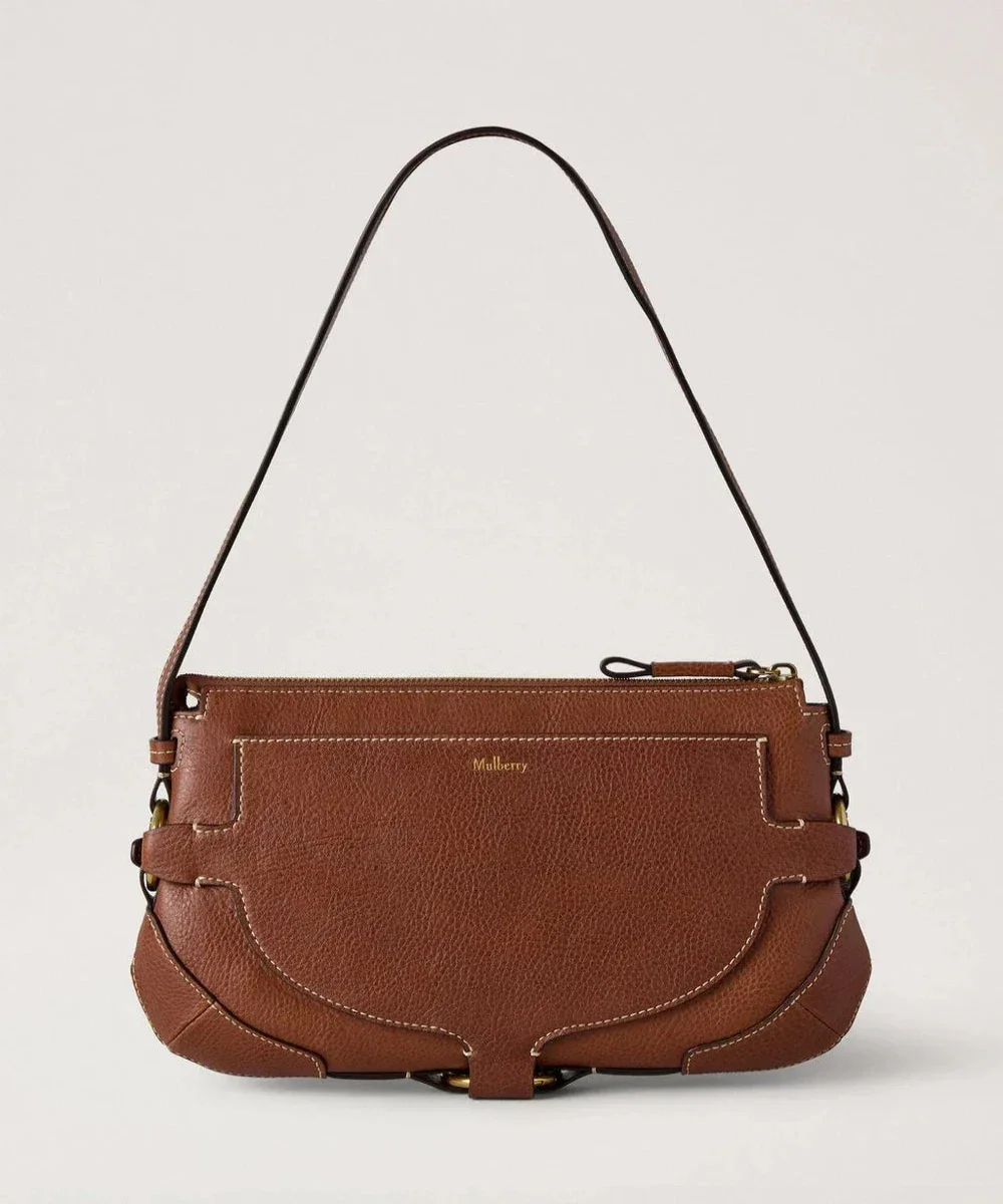 Mulberry Lennox Shoulder Heritage NVT Ekväska i brunt läder med distinkta sömmar, modell HH9961730G110