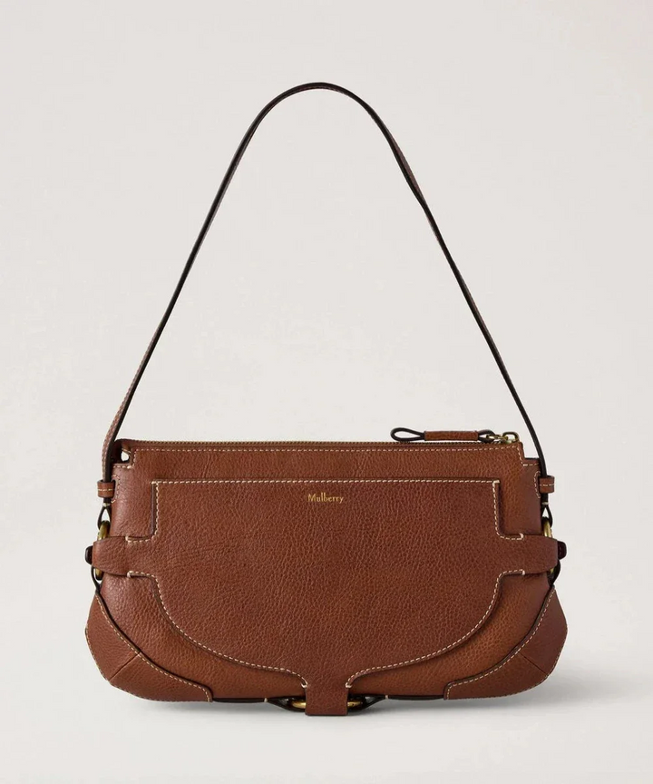 Mulberry Lennox Shoulder Heritage NVT Ekväska i brunt läder med distinkta sömmar, modell HH9961730G110
