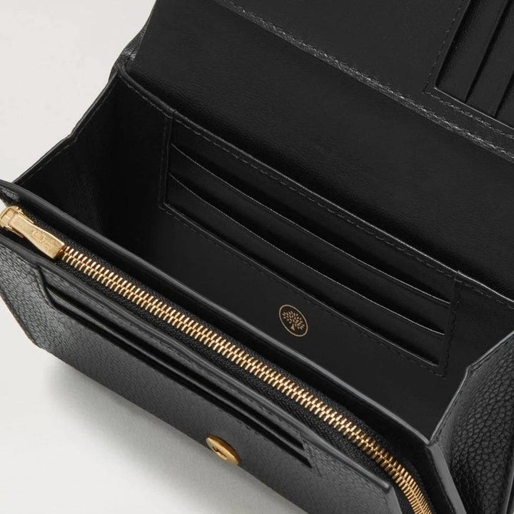 Mulberry Medium Continental French Purse plånbok i svart läder med dragkedja och kortfickor, modell RL5073/205A100