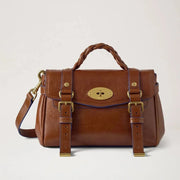 Mulberry Mini Alexa Oak & Pigment Blue Smooth Glossy Leather Väska