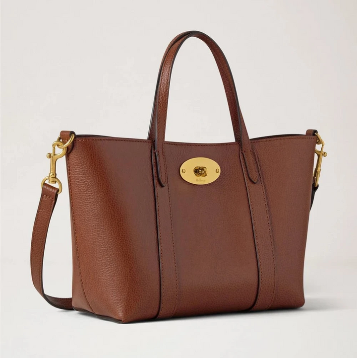Mulberry Mini Bayswater Tote Small Classic Grain tvåfärgad ekläderväska med guldfärgad hårdvara, modell RL8879552G110