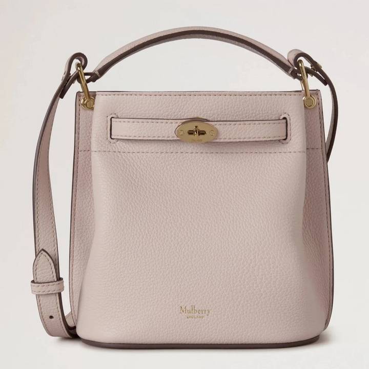 Mulberry Mini Islington Hink Small Classic Grain Blossom Pink med guldspänne, texturerat läder, modell RL8803205J002.