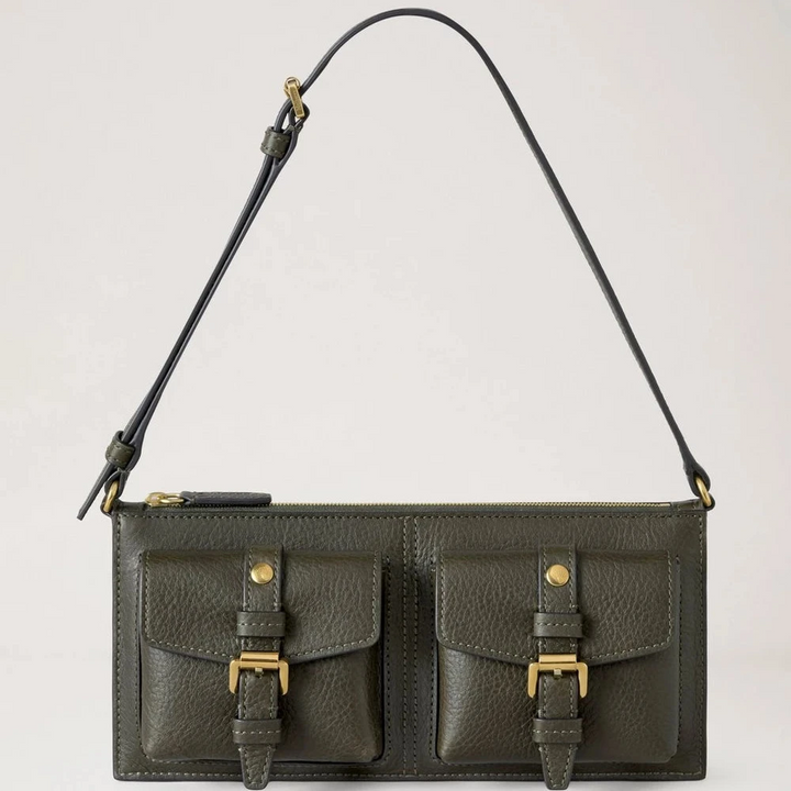 Mulberry Roxanne Mini Axelväska Heritage Nvt Juniper Green i slätt läder med två fickor, modell RL8902730Q749