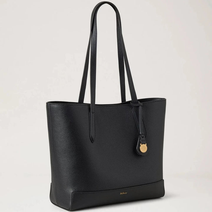 Mulberry Shopper Black Small Classic Grain, svart shopper i narvat läder med långa handtag. Modell hh9833205a100