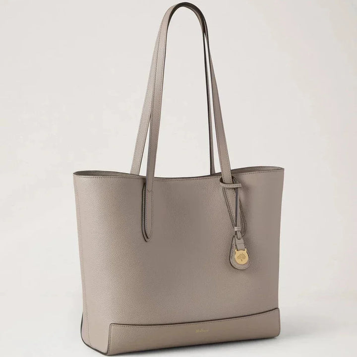 Mulberry Shopper Cashmere Taupe Small Classic Grain elegant shoppingväska i taupe läder med långt handtag, modell HH9833205F924