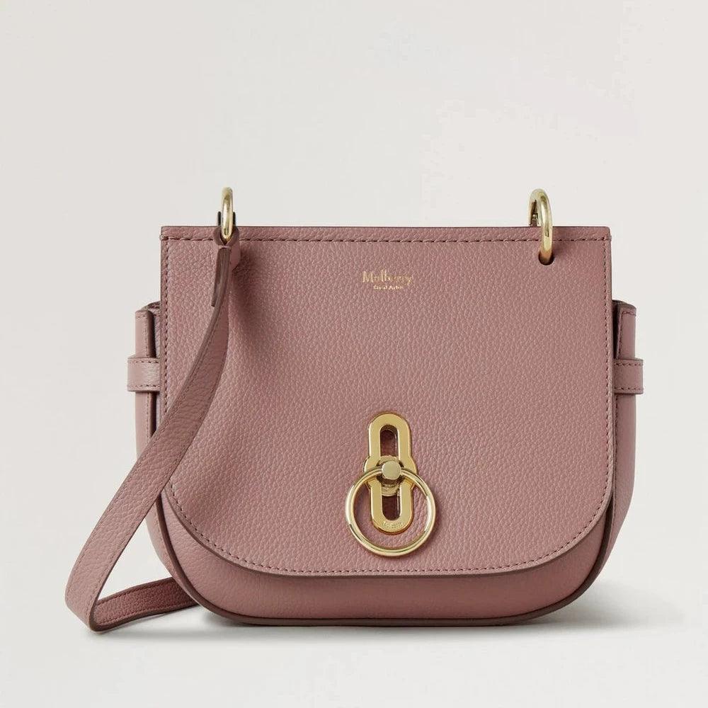 Mulberry Liten Amberley Satchel höstros i rosa läder med gulddetaljer, modell HH4966205J997.