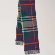 Mulberry Small Check Merino Wool Scarf Juniper Green & Deep Aubergine Halsduk